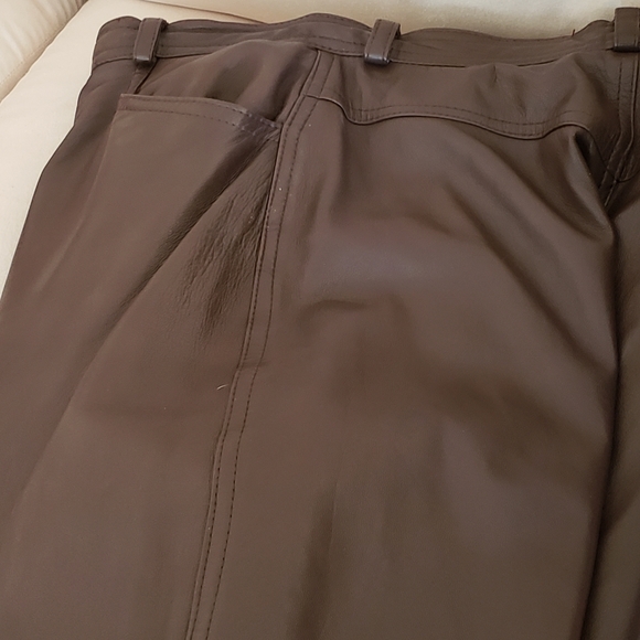 LEATHER Vakko genuine leather pants, coffee/chocolate color. Sz 10 - Picture 7 of 12
